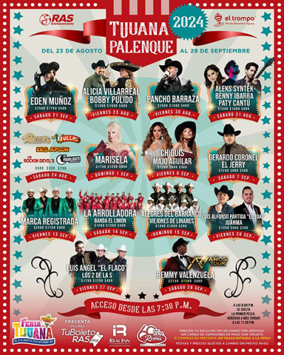 Cartelera de Conciertos del Palenque, Tijuana 2024